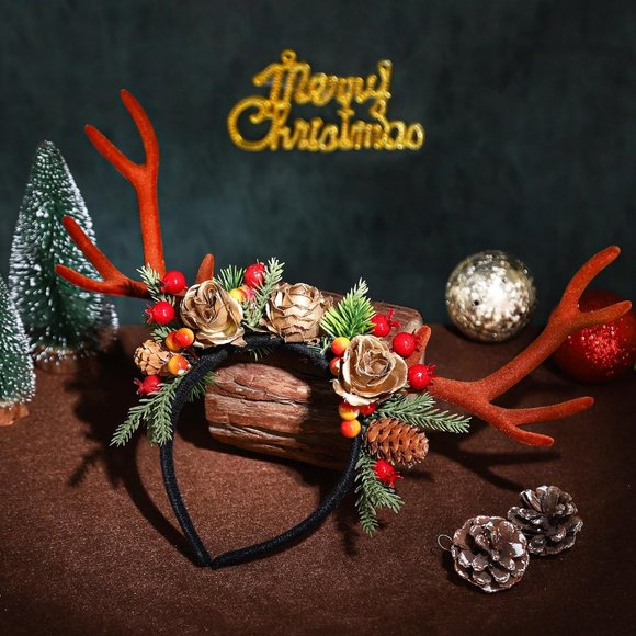 Womens Brown Reindeer Hairband - Picture 4 of 6